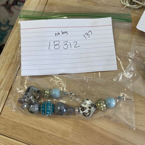 bracelet chunky beaded silver tone with turquoise blue toggle clasp artisan poss - Picture 16 of 16